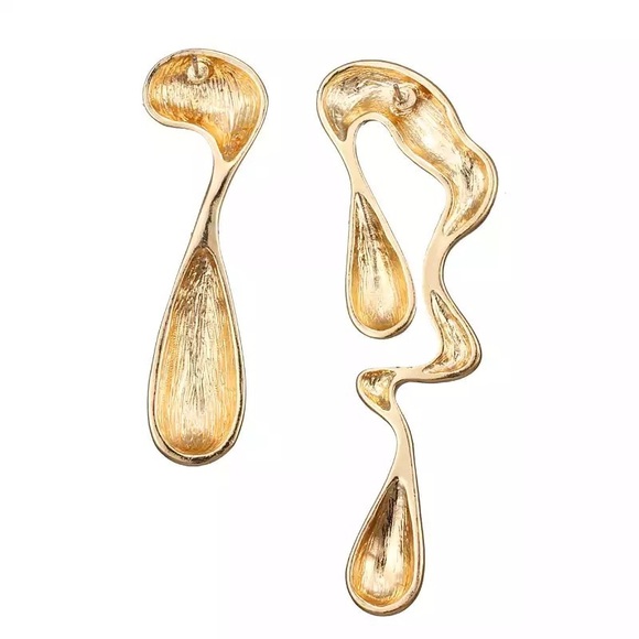 ✨Gold asymmetrical earrings - Picture 3 of 9